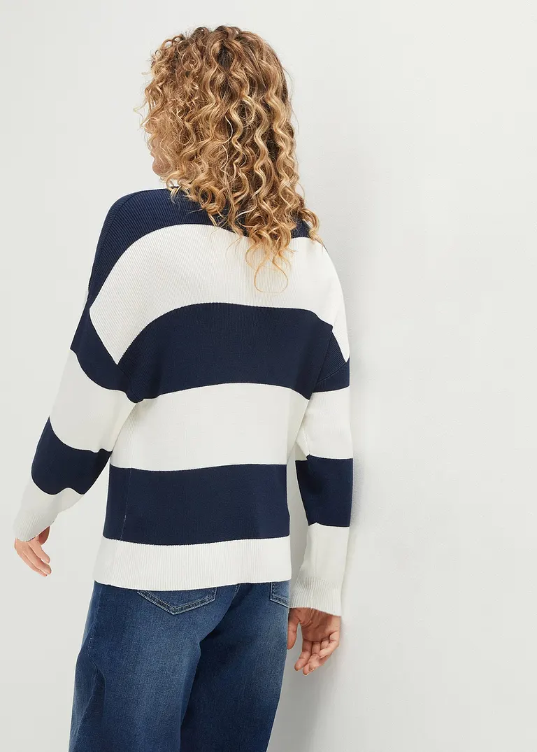 Bonprix Farbenfroher Strickpullover - Blau - Damen