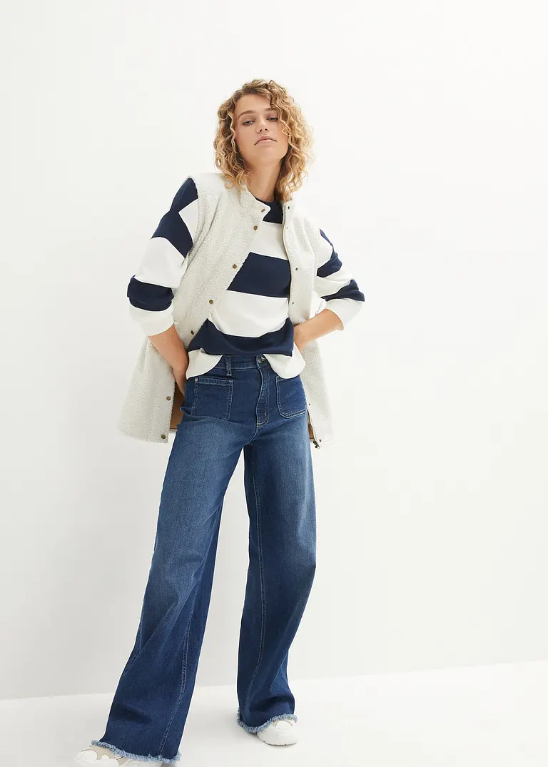 Bonprix Farbenfroher Strickpullover - Blau - Damen