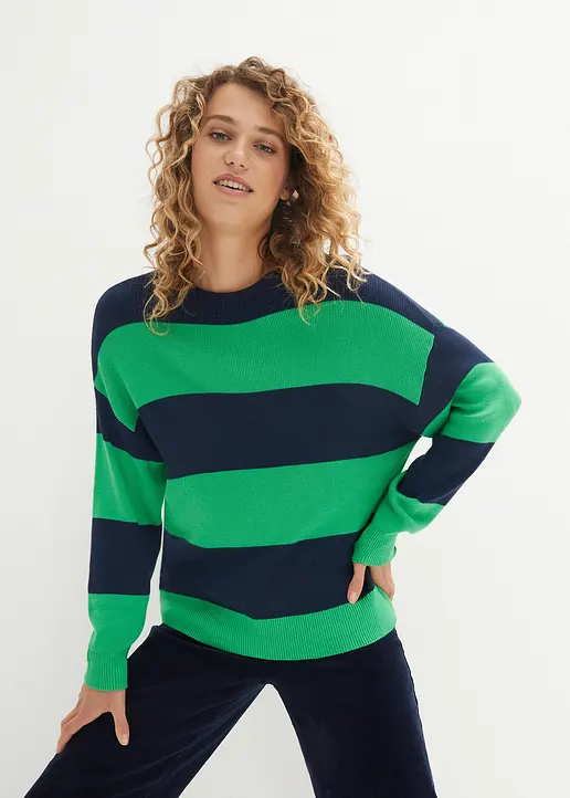 Bonprix Farbenfroher Strickpullover - Grün - Damen