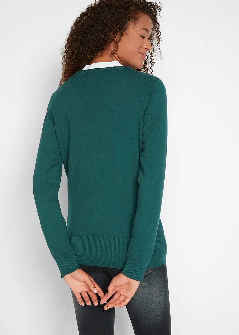 Bonprix Feinstrickjacke Mit Baumwolle - Grün - Damen