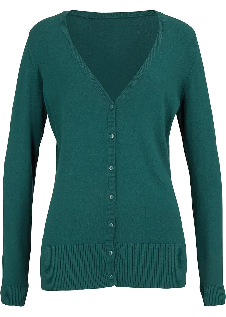 bonprix Feinstrickjacke mit Baumwolle - grün - Damen