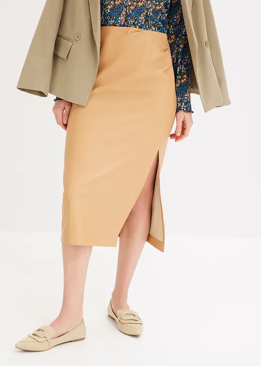 Bonprix Femininer Rock Mit Drapierung - Beige - Damen