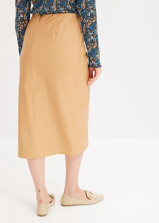 Bonprix Femininer Rock Mit Drapierung - Beige - Damen