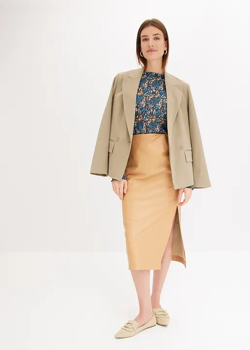 Bonprix Femininer Rock Mit Drapierung - Beige - Damen