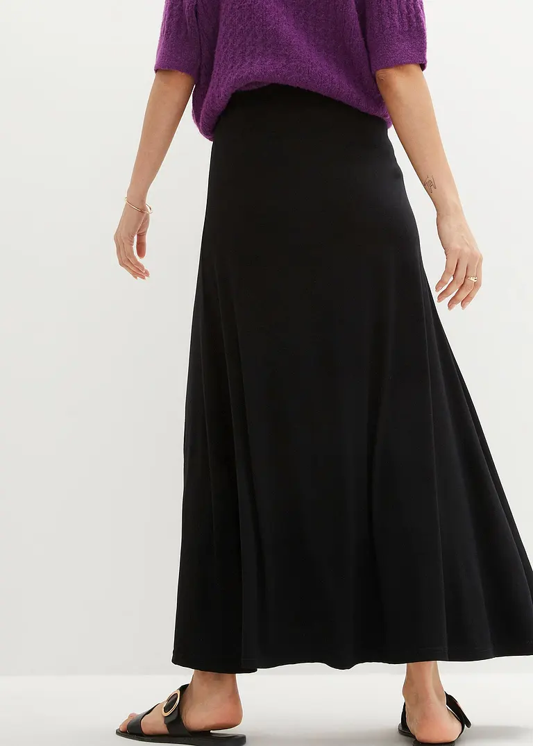 Bonprix Femininer Shirtrock - Schwarz - Damen