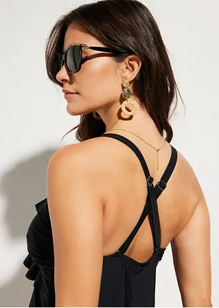 Bonprix Femininer Tankini Mit Volant - Schwarz - Damen