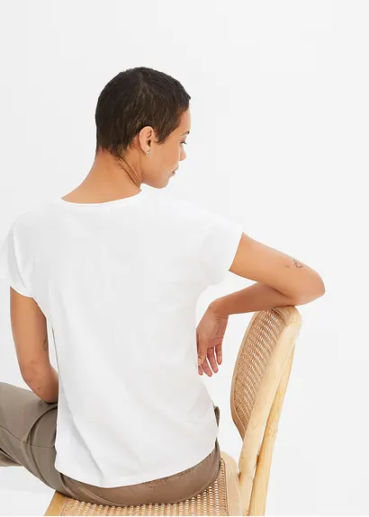 Bonprix Feminines Shirt Mit Spitze - Weiß - Damen