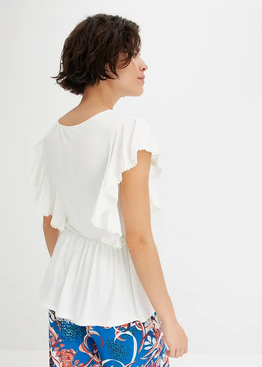 Bonprix Feminines Shirt Mit Spitze - Weiß - Damen