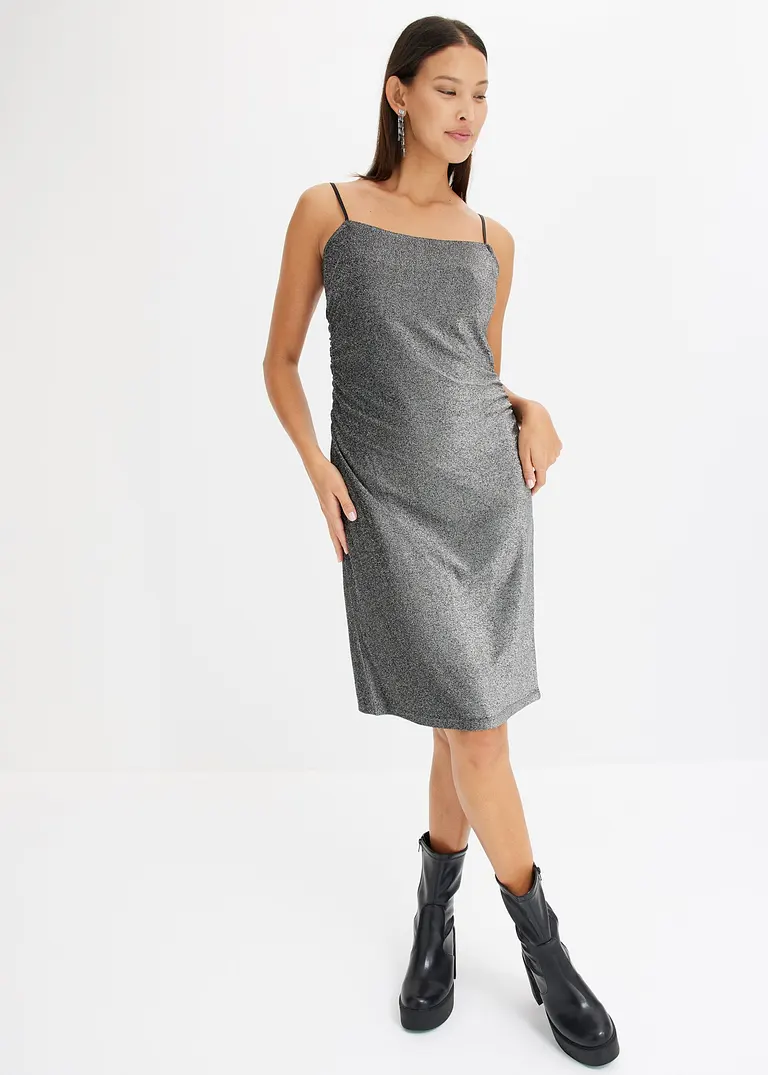 Bonprix Figurbetonendes Glitzerkleid - Schwarz - Damen