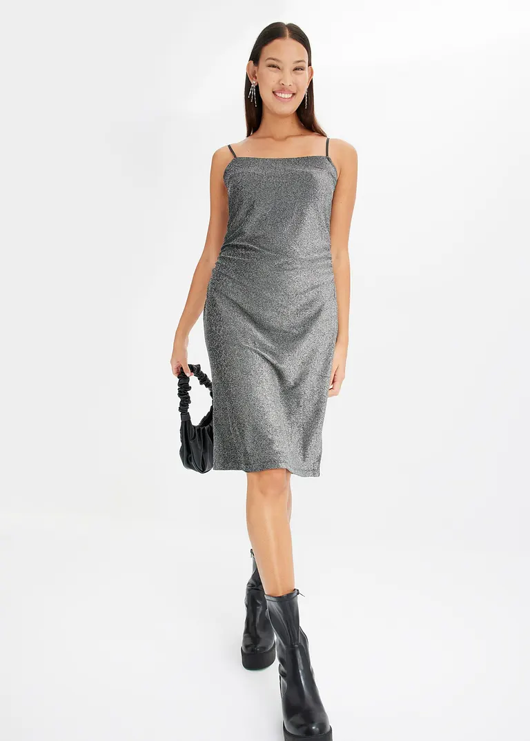 Bonprix Figurbetonendes Glitzerkleid - Schwarz - Damen