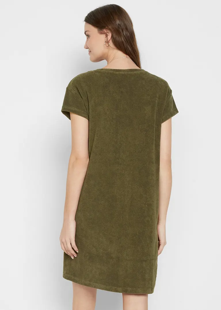 Bonprix Frottee-Kleid Mit Kurzem Arm - Grün - Damen