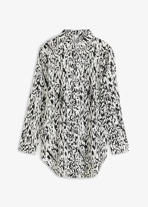 bonprix Gemusterte Longbluse - weiß - Damen