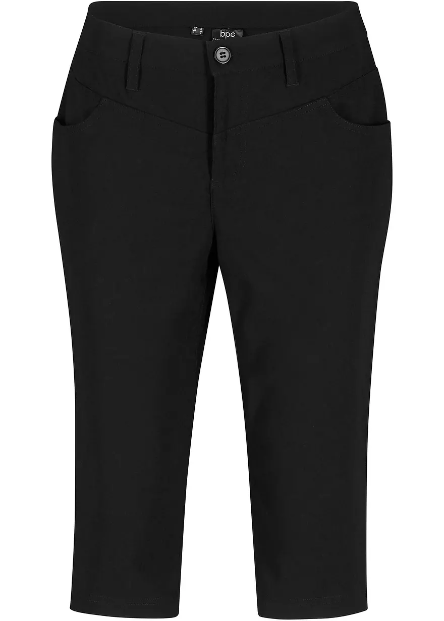 bonprix Gerade Bengalin-Bermuda - schwarz - Damen