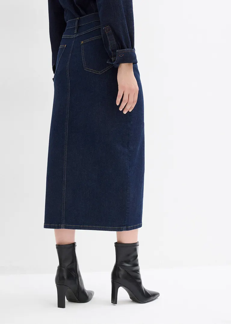 Bonprix Gerader Jeansrock - Blau Regular - Damen