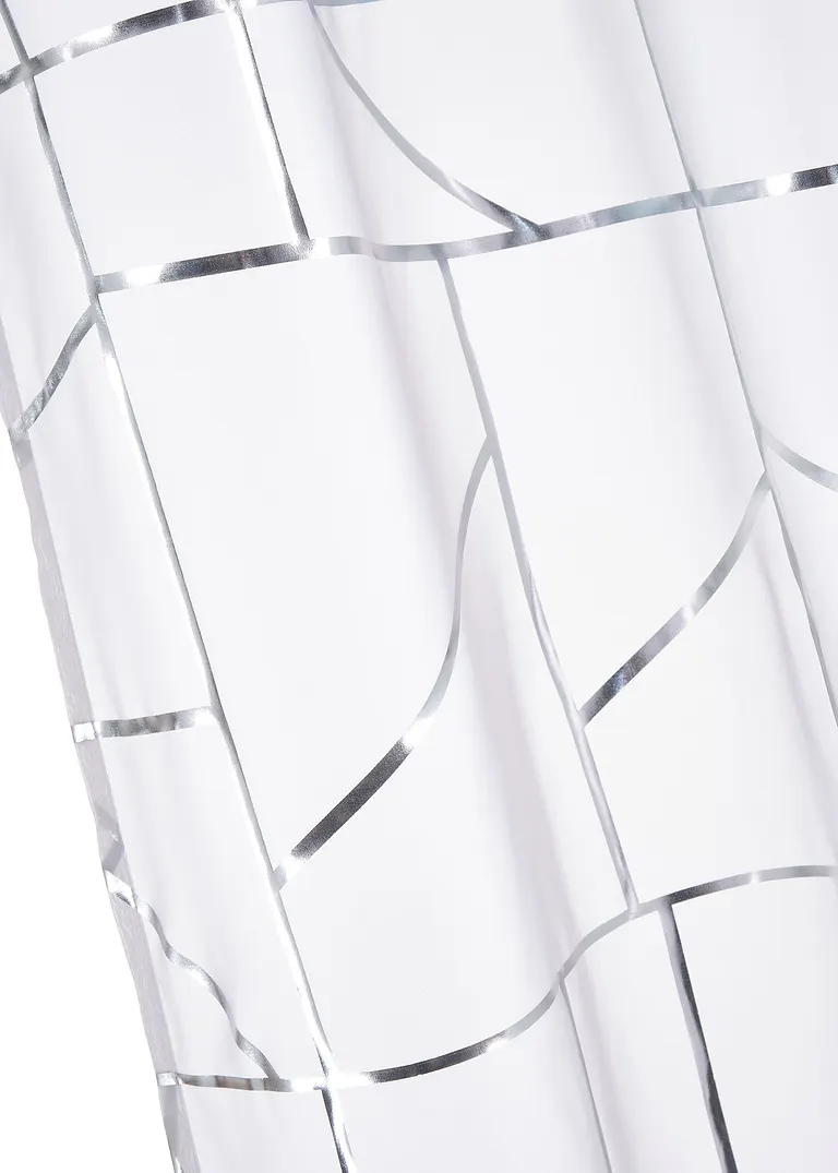 Bonprix Glänzende Fertiggardine - Weiß/silber Ösen