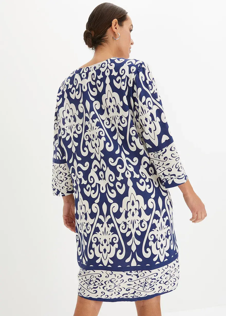 Bonprix Graphisch Bedrucktes Kleid - Blau - Damen