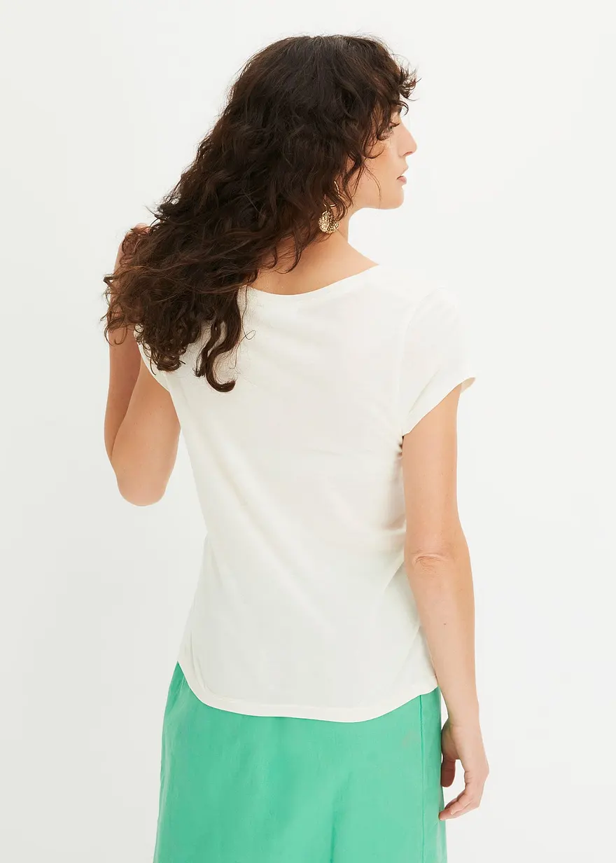 Bonprix Gut Kombinierbares V-Shirt. - Beige - Damen