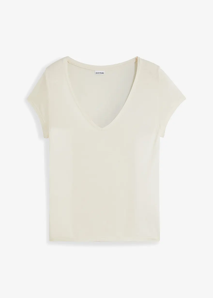 bonprix Gut kombinierbares V-Shirt. - beige - Damen