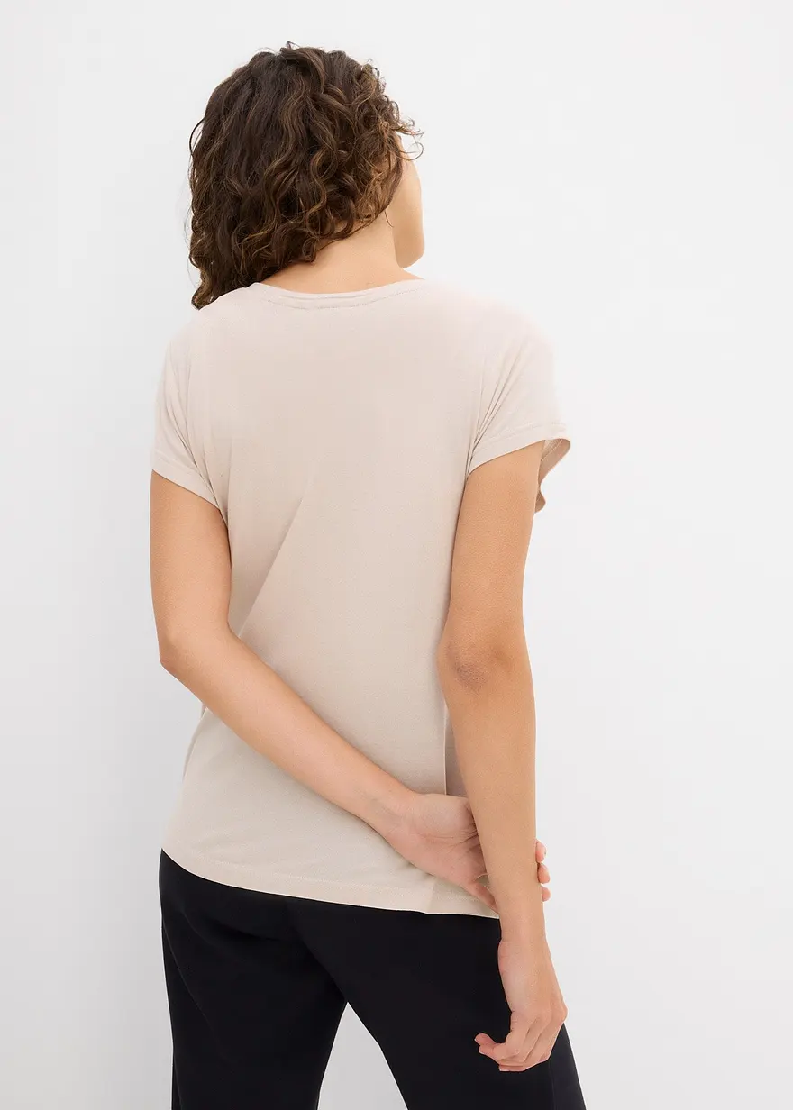 Bonprix Gut Kombinierbares V-Shirt. - Grau - Damen