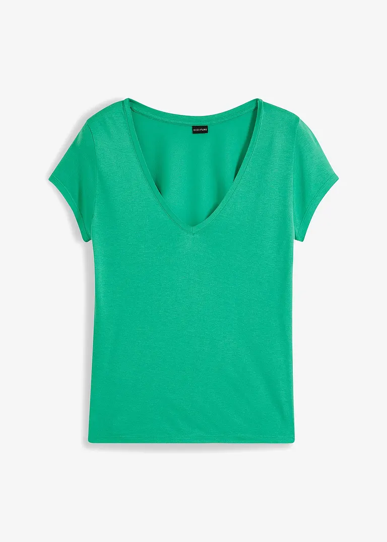 bonprix Gut kombinierbares V-Shirt. - grün - Damen