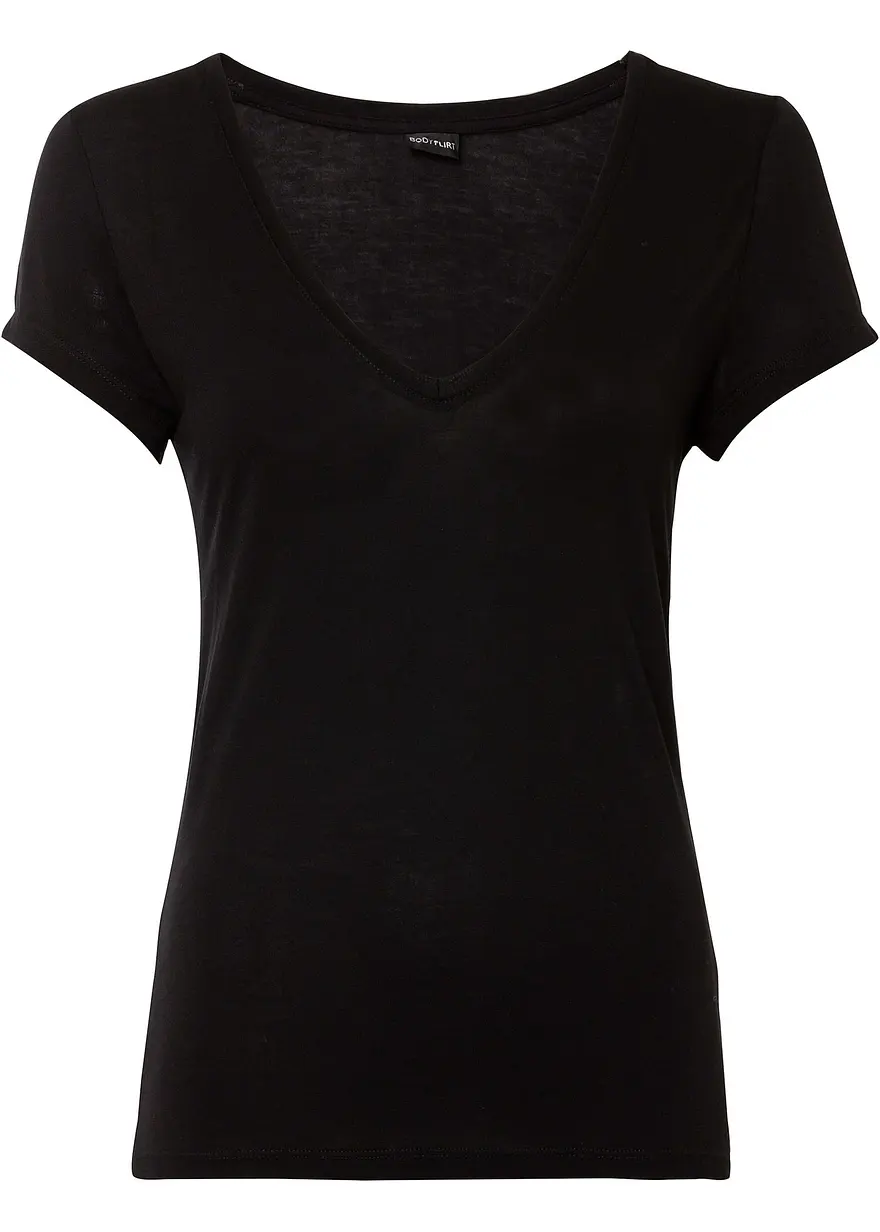 bonprix Gut kombinierbares V-Shirt. - schwarz - Damen