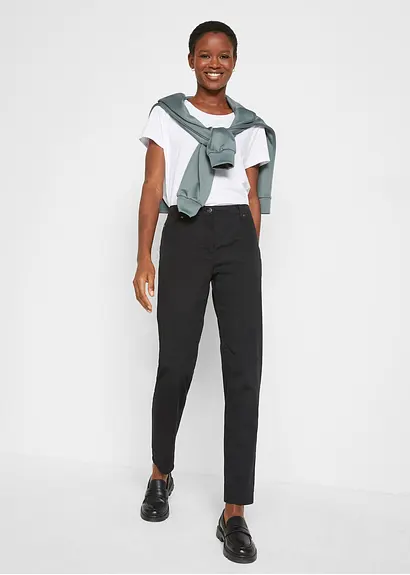 Bonprix High Waist Mom-Fit Hose - Schwarz - Damen