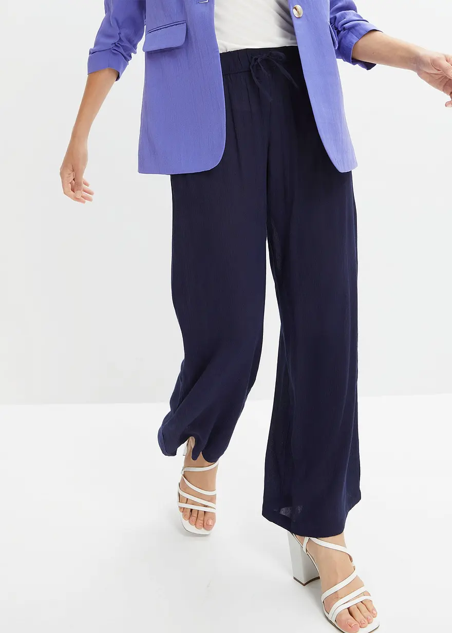 Bonprix Hose Mit Dekorativem Bindeband - Blau - Damen