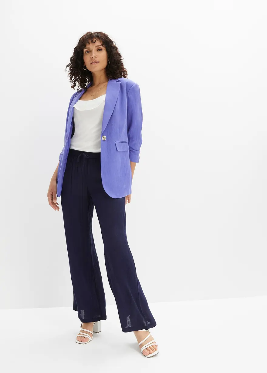 Bonprix Hose Mit Dekorativem Bindeband - Blau - Damen