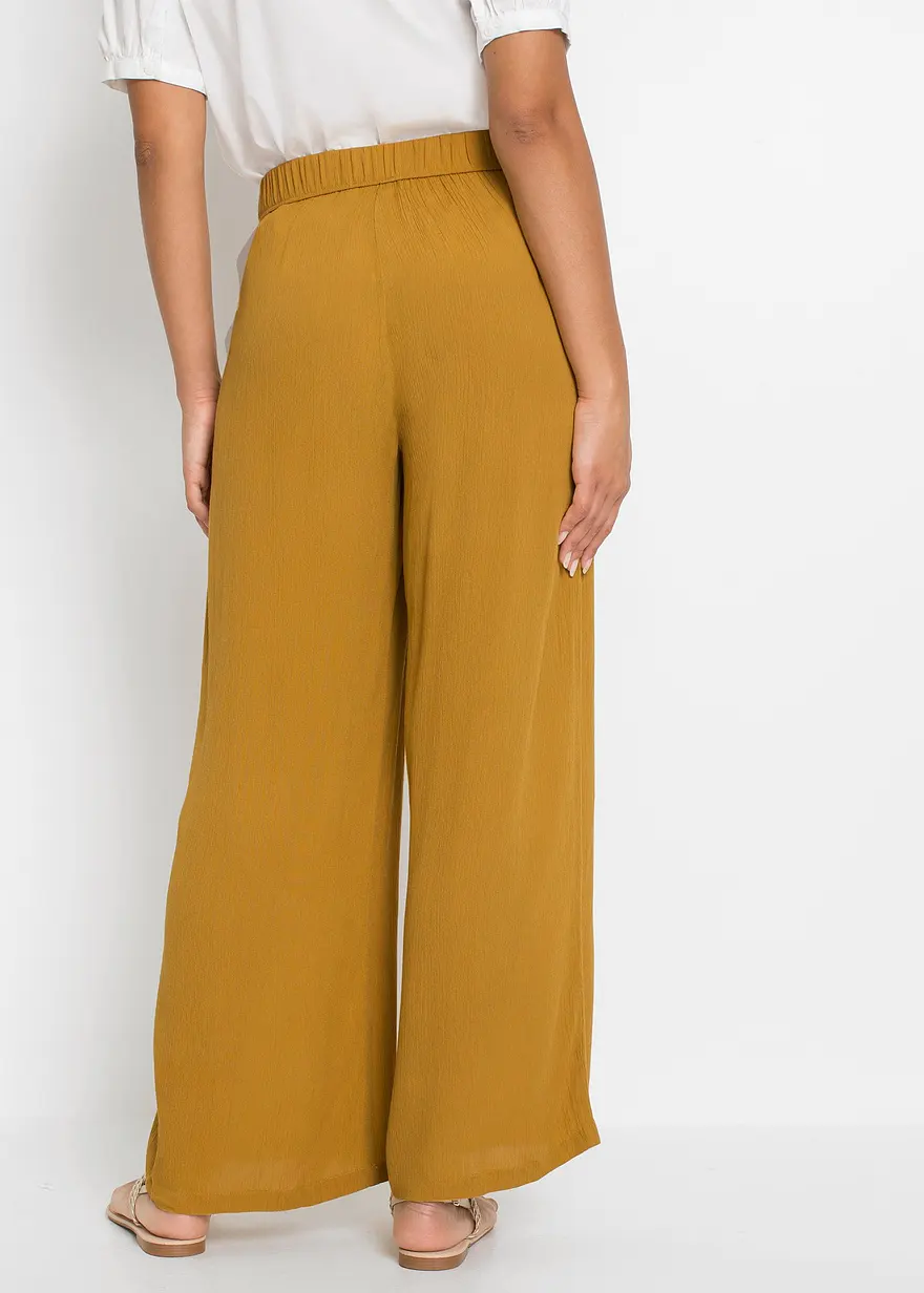 Bonprix Hose Mit Dekorativem Bindeband - Gelb - Damen
