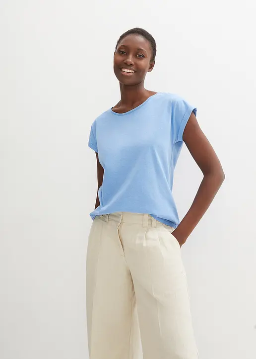 Bonprix Hübsches Shirt Mit Flügelärmeln - Blau - Damen