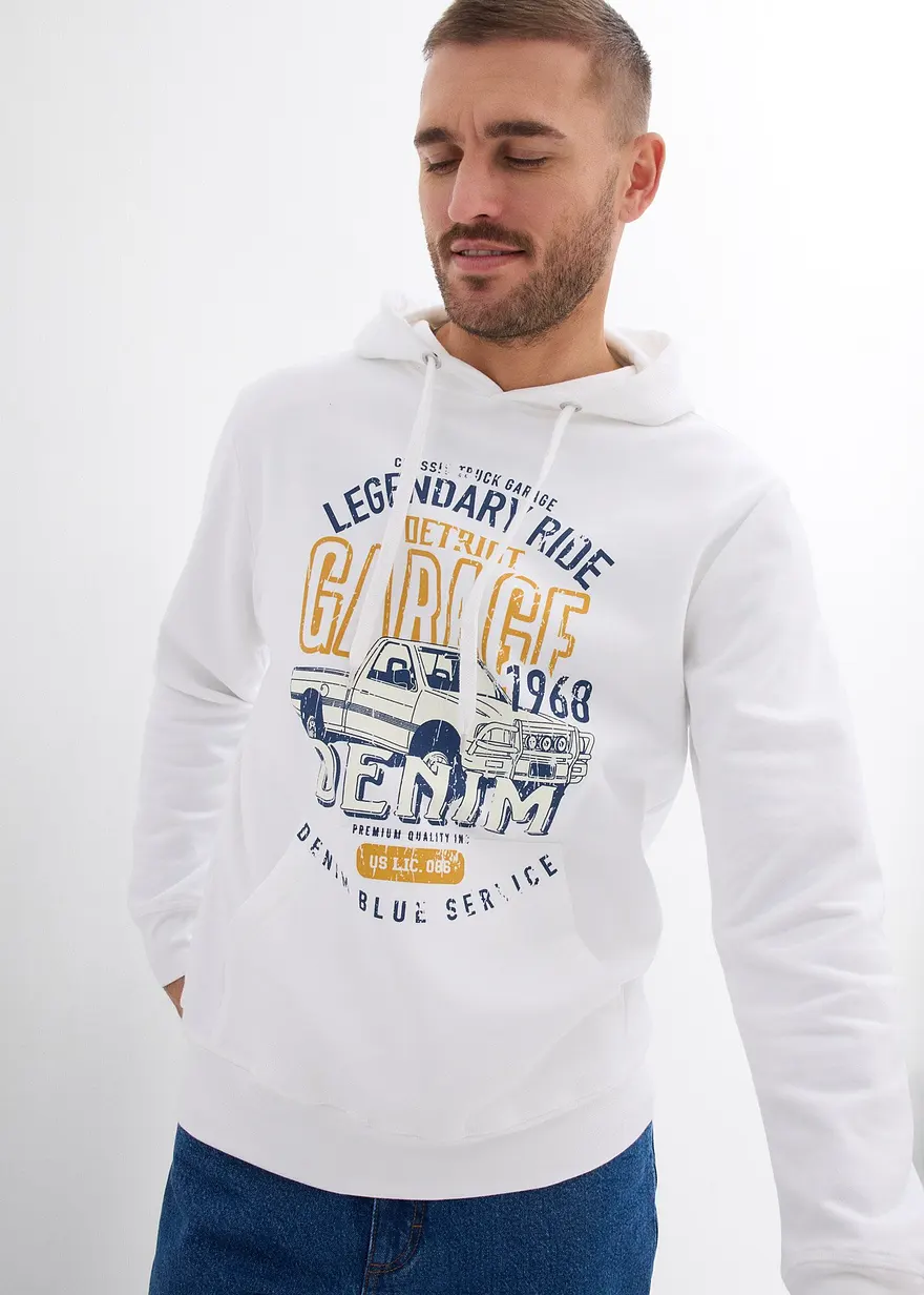 Bonprix Innen Weich Angerautes Hoodie - Weiß - Herren