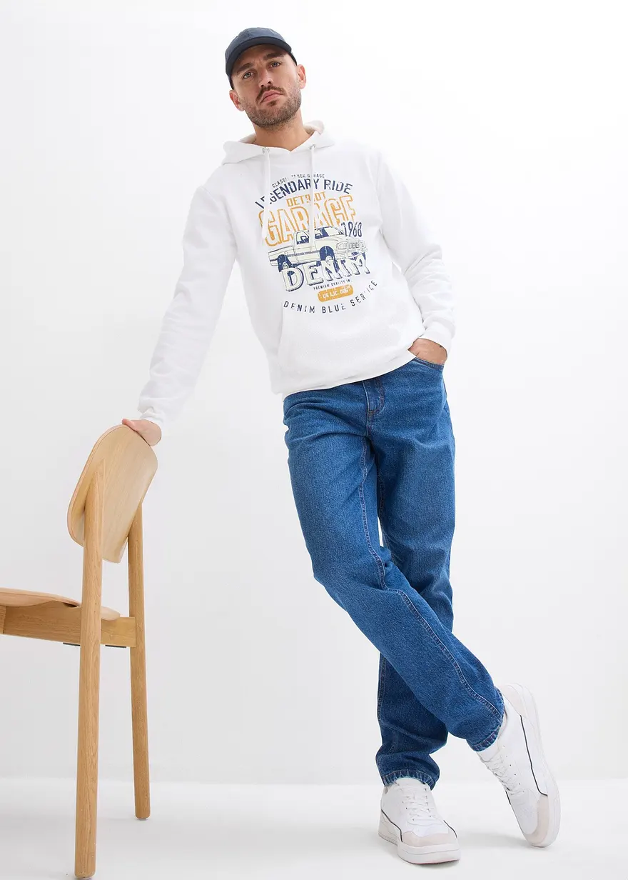 Bonprix Innen Weich Angerautes Hoodie - Weiß - Herren