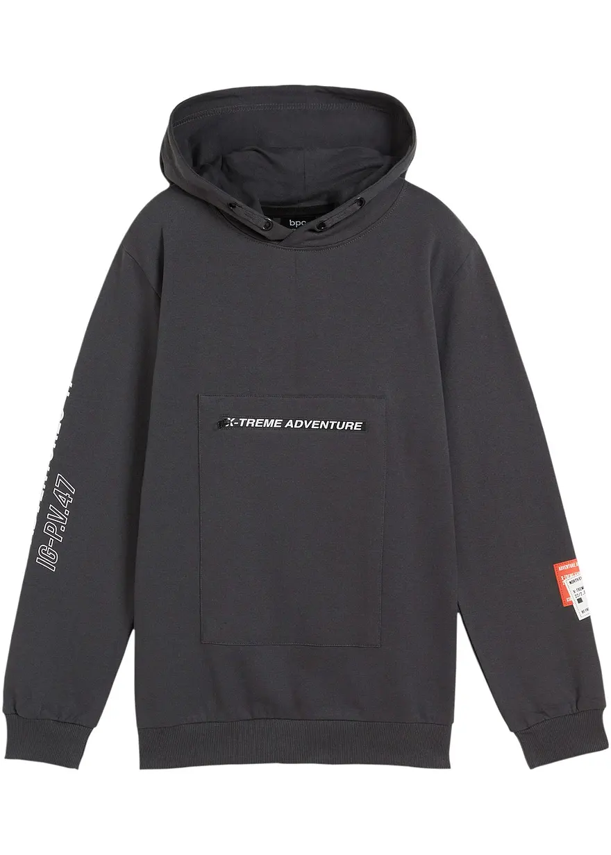 Bonprix Kapuzensweatshirt Mit Tasche - Grau - Kinder
