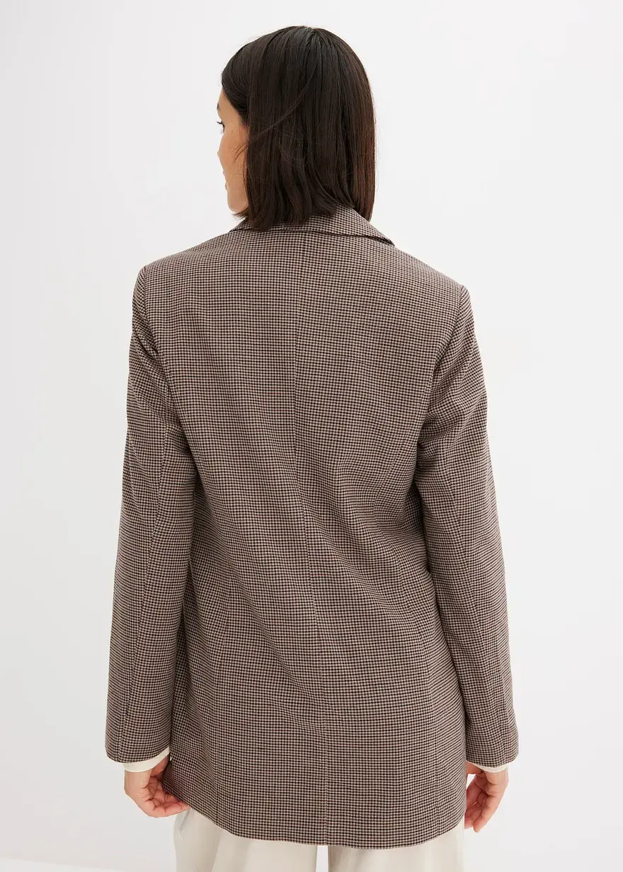 Bonprix Karierter Long-Blazer - Braun - Damen