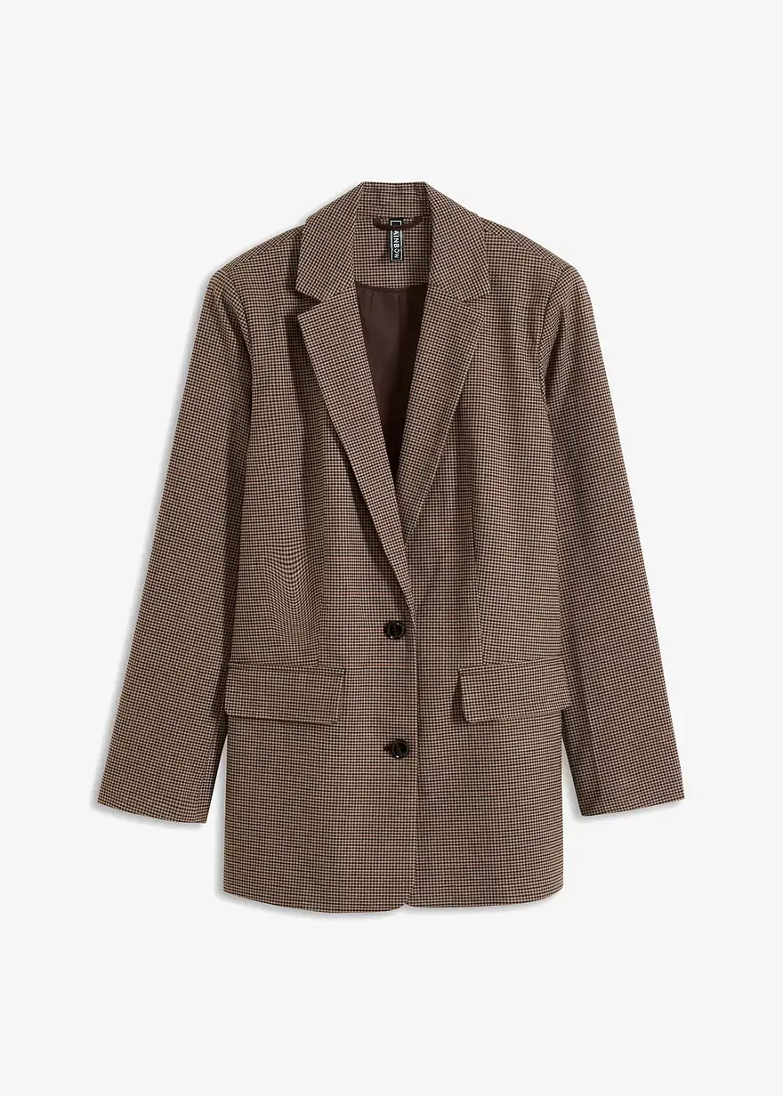 bonprix Karierter Long-Blazer - braun - Damen