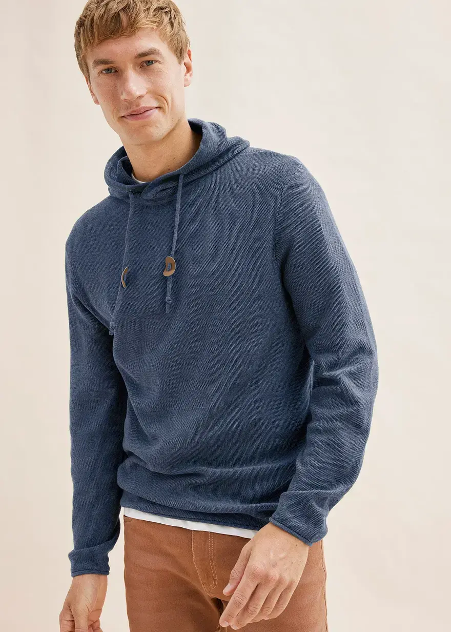 Bonprix Kerniger Pullover Mit Kapuze - Blau - Herren