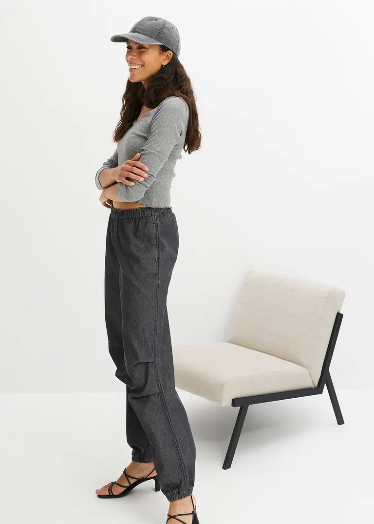 Bonprix Klassisches Rippshirt - Grau - Damen