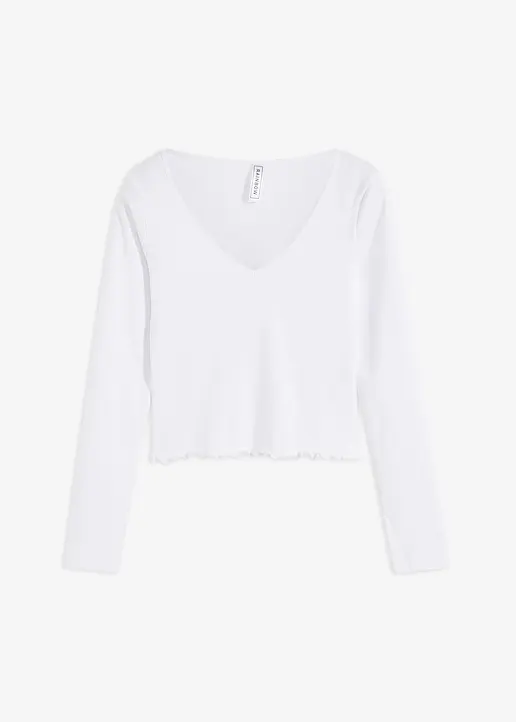 bonprix klassisches Rippshirt - weiß - Damen