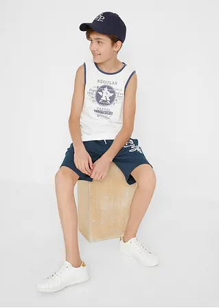 Bonprix Kurze Sweat-Hose Mit Print - Blau - Kinder