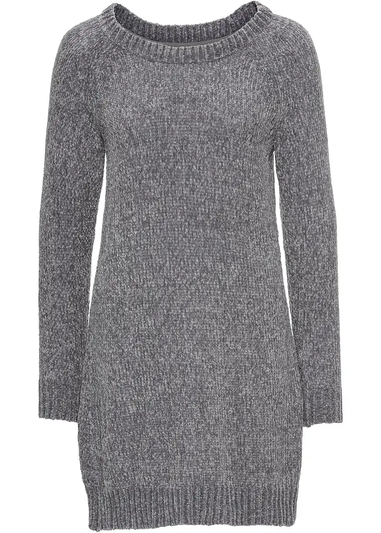 bonprix Kurzes weiches Kleid aus Strick - grau - Damen