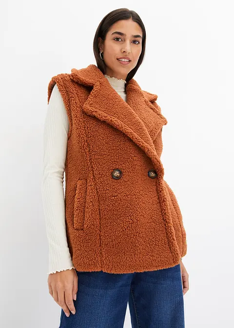 Bonprix Kuschelige Weste Mit Taschen - Braun - Damen
