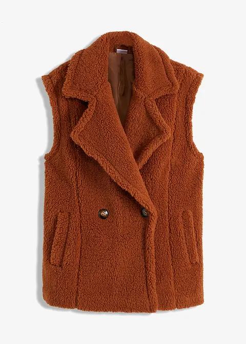 bonprix Kuschelige Weste mit Taschen - braun - Damen
