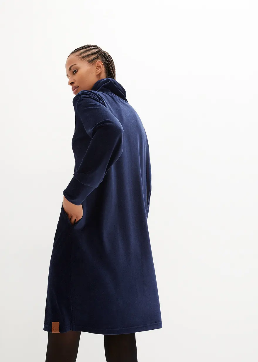 Bonprix Kuscheliges Jersey-Cordkleid - Blau - Damen