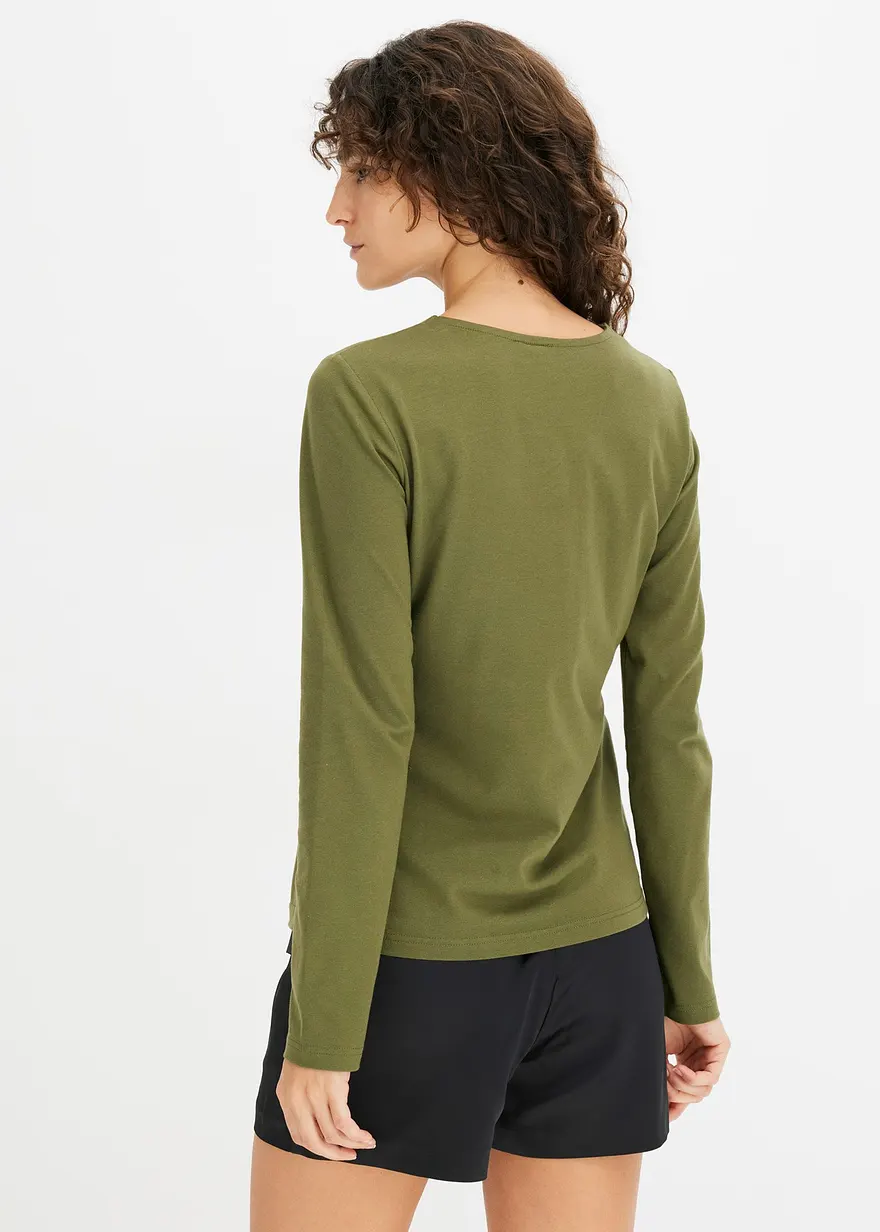 Bonprix Langarmshirt Mit Cut-Outs - Grün - Damen