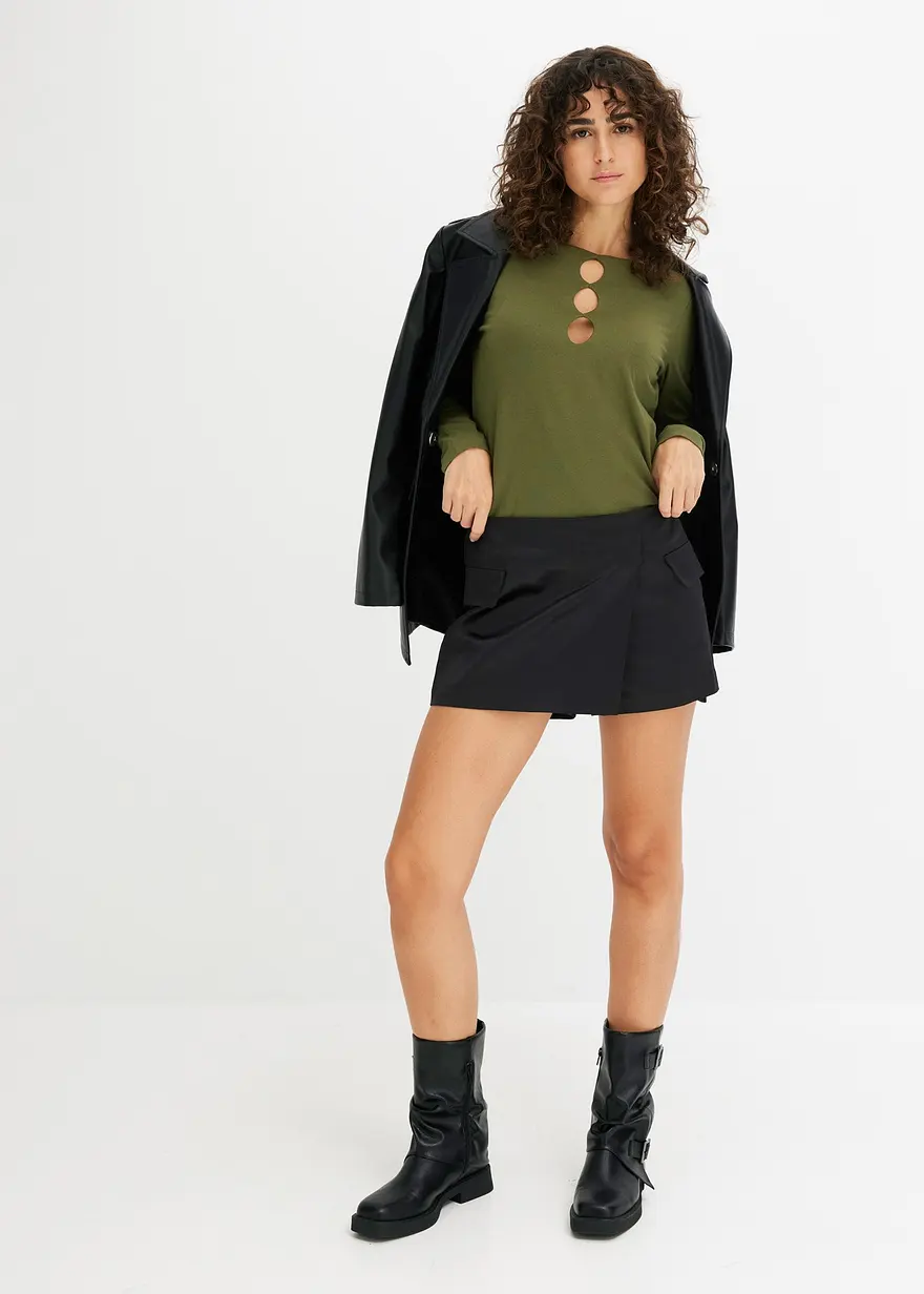 Bonprix Langarmshirt Mit Cut-Outs - Grün - Damen