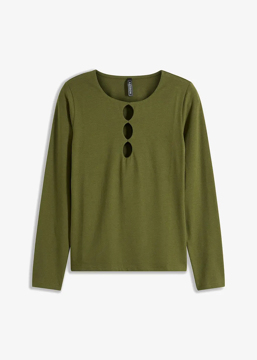 bonprix Langarmshirt mit Cut-Outs - grün - Damen