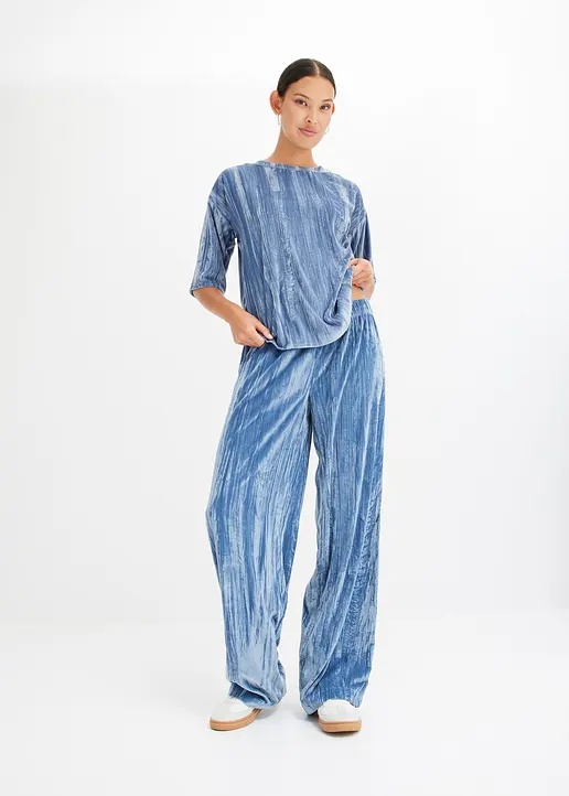 Bonprix Lässige Hose Aus Samt - Blau - Damen