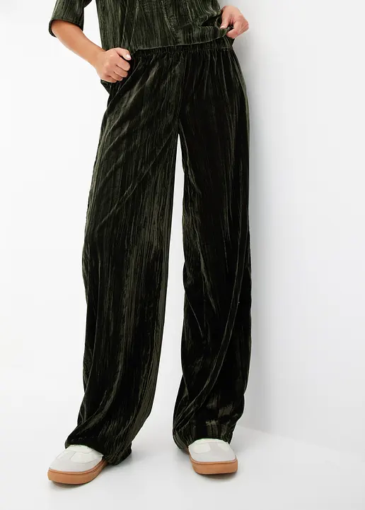 Bonprix Lässige Hose Aus Samt - Grün - Damen