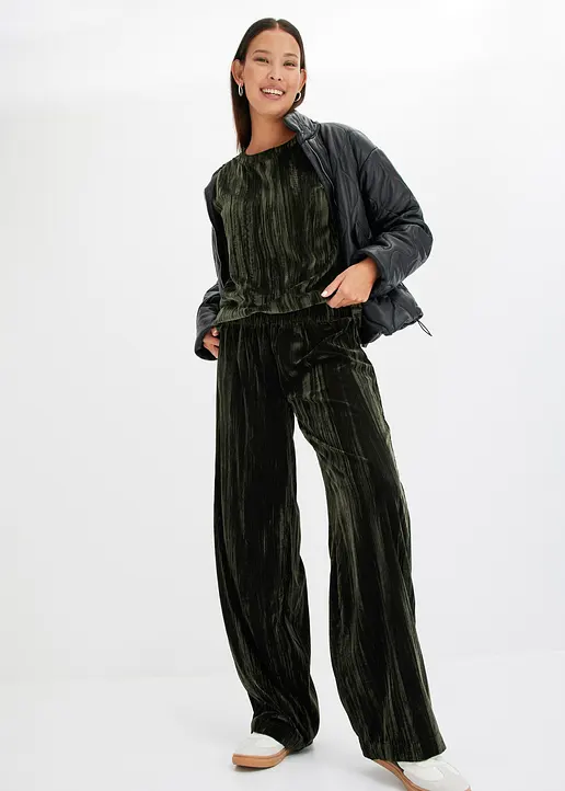 Bonprix Lässige Hose Aus Samt - Grün - Damen