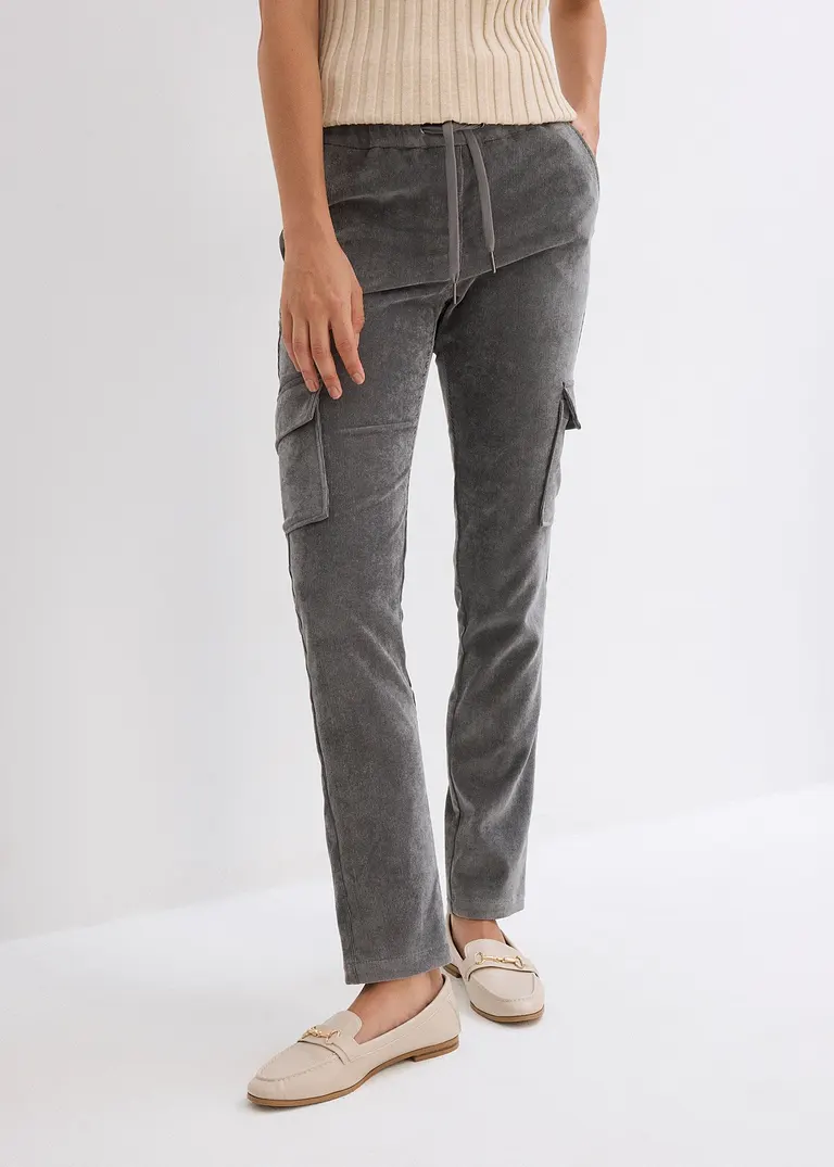 Bonprix Lässige Hose Mit Seitentaschen - Grau - Damen